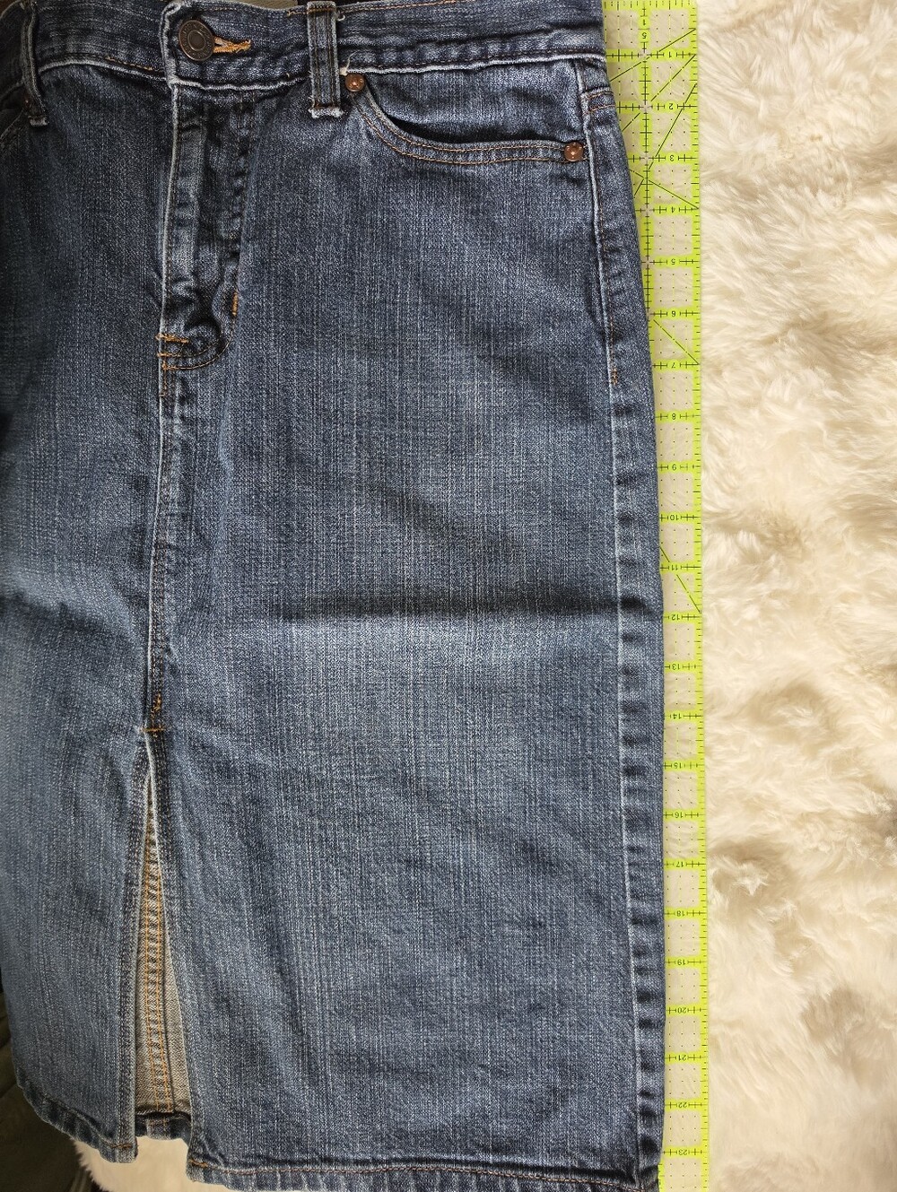 Vintage GAP Denim Midi Skirt with Front Slit - Blue - Picture 10 of 11